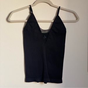 Free People Black Ribbed Mesh Tank Top Size X-Small small